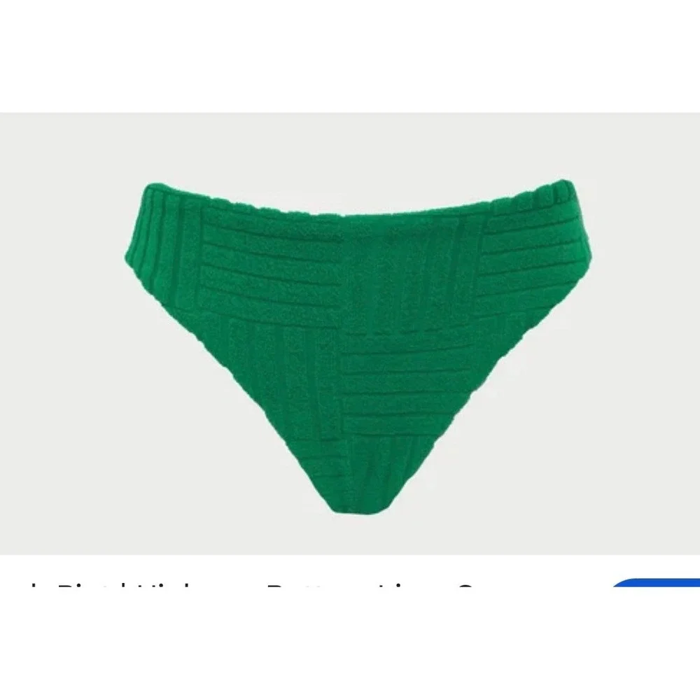 Beach Riot Kids Kelly Green Terry Cloth Basketweave Bikini Bottom Size 7/8